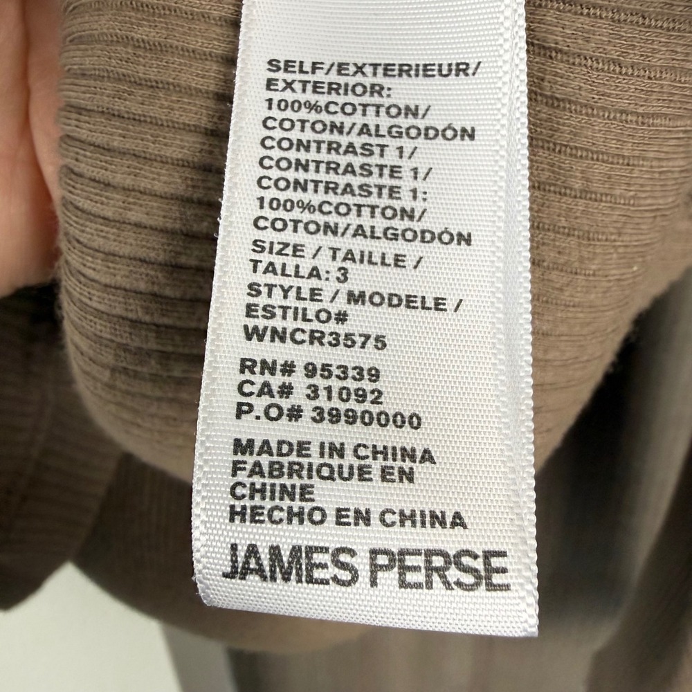 James‎ Perse Sable Brown Ribbed Polo Long Sleeve Top Split Neck Large - Picture 13 of 13